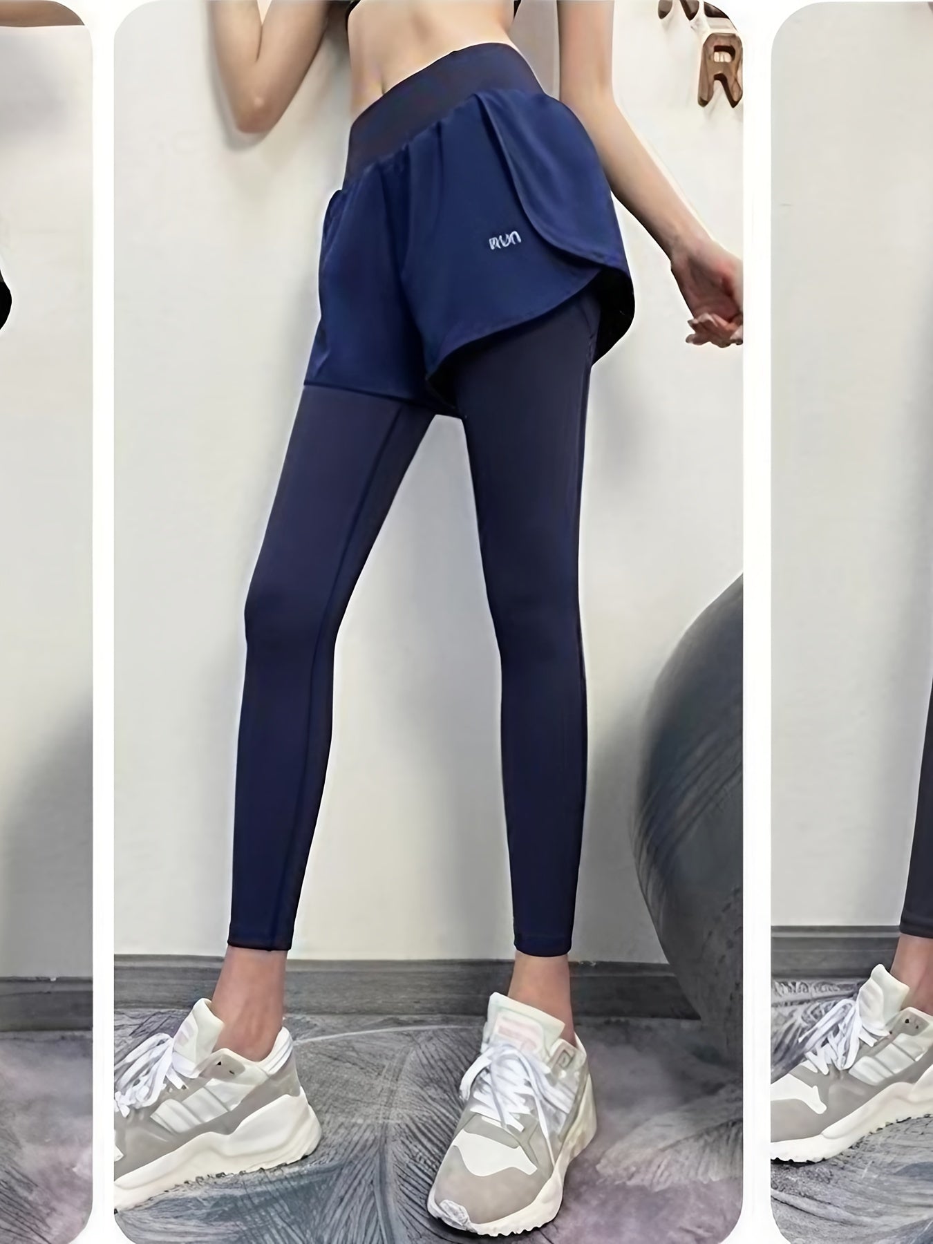 Letter Print High Waist Running Shorts With Pocket