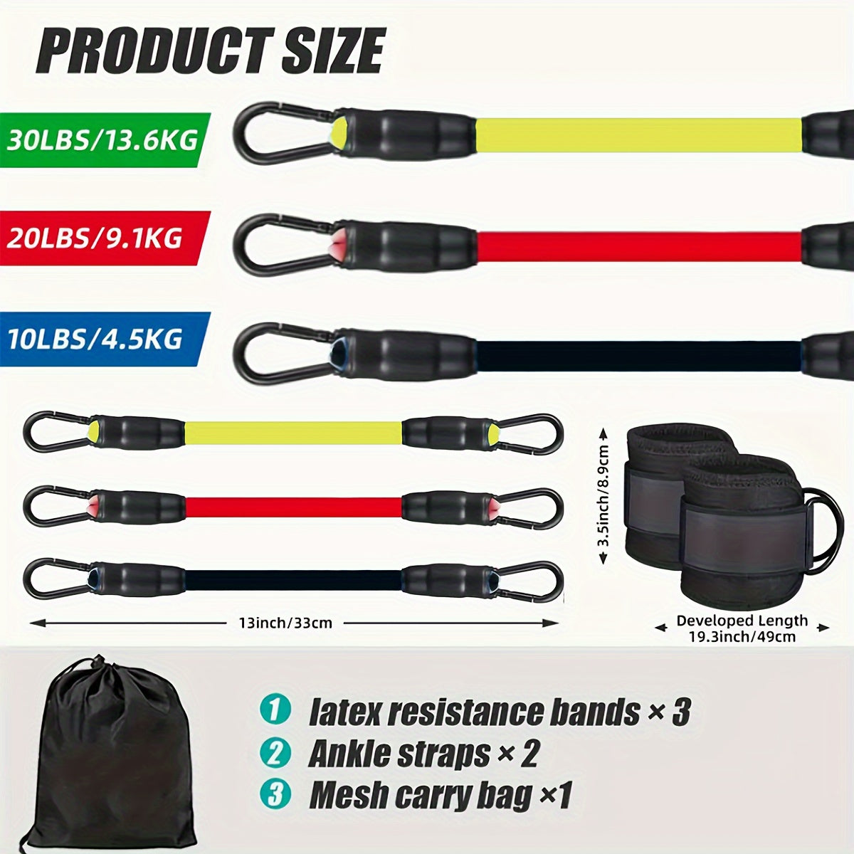 Universal Ankle Resistance Band Set with Adjustable Straps