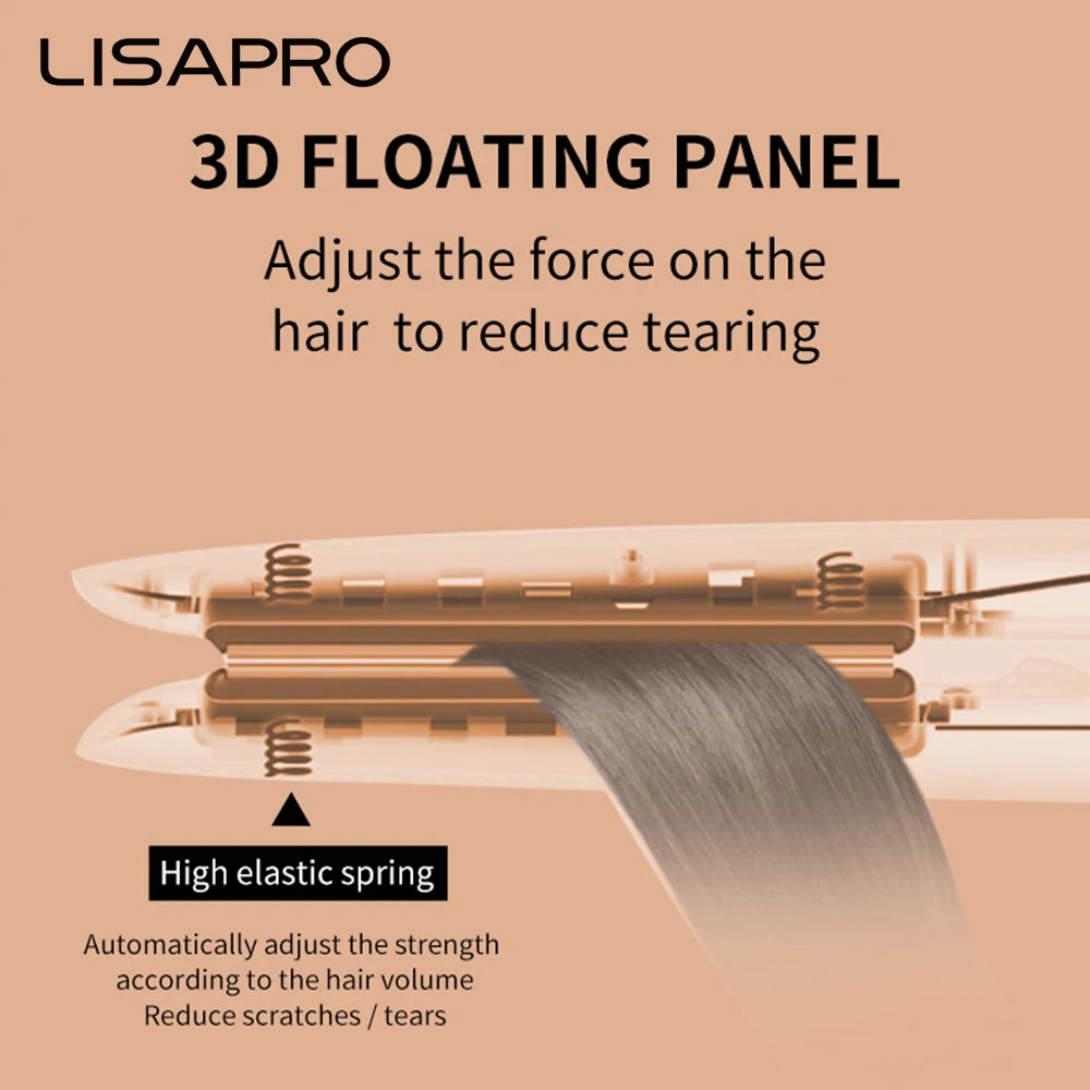 LISAPRO Original Ceramic Hair Straightening Flat Iron 1" Plates |Black Professional Salon Model Hair Straightener & Curler