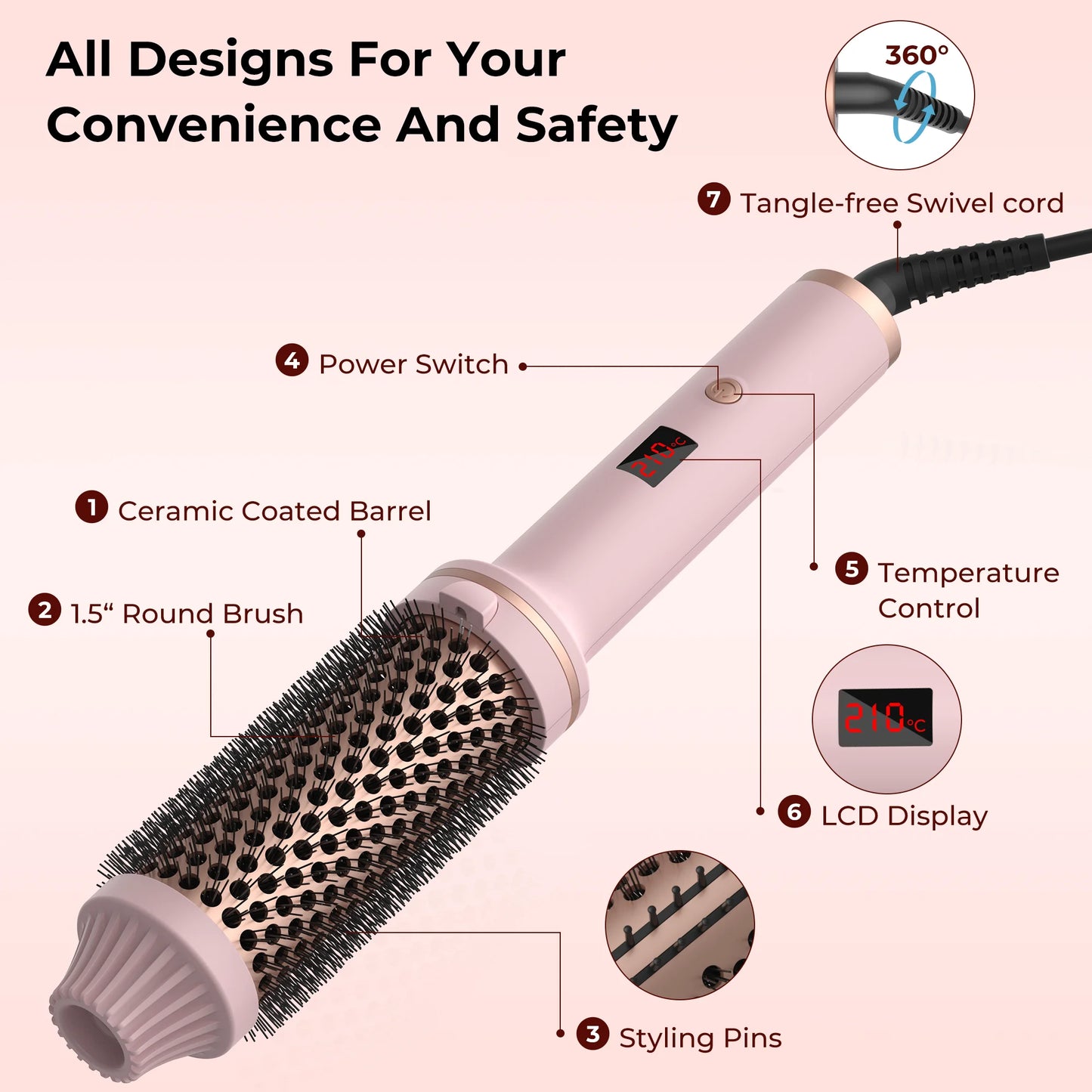 Hair Curling Iron Brush