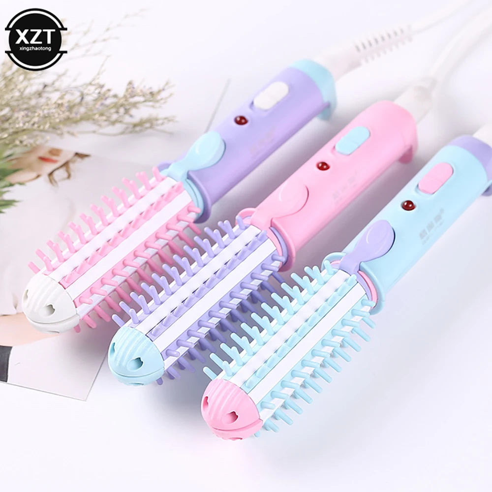 Mini Electric Curling Iron Hair Straightening Curling Iron Scald Proof Ionic Hot Comb Hair Styler Travel Hair Styling Tools