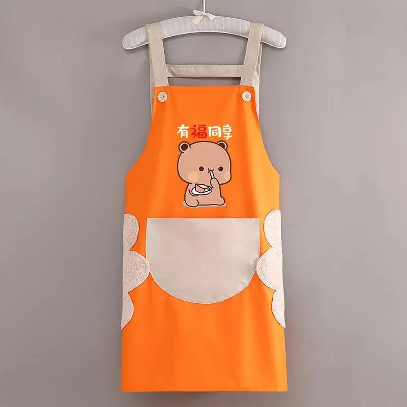 New Bubu And Dudu Printing Apron Home Kitchen Waterproof Oil Proof Apron