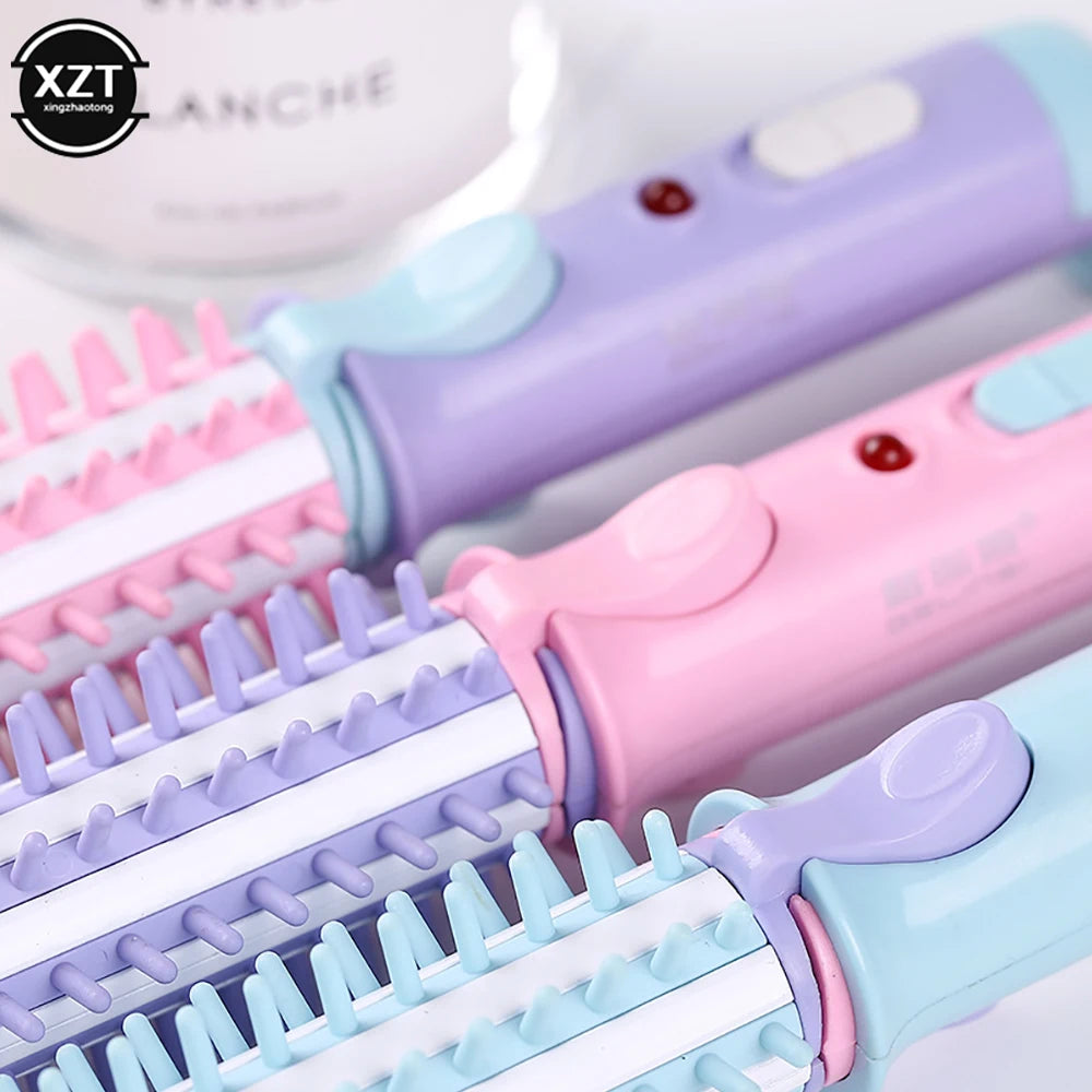 Mini Electric Curling Iron Hair Straightening Curling Iron Scald Proof Ionic Hot Comb Hair Styler Travel Hair Styling Tools