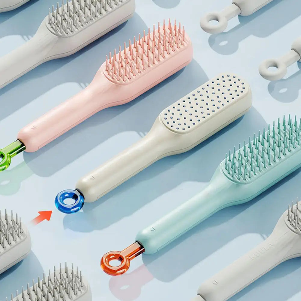 Retractable Comb Self-cleaning Hair Brush Anti-static Massage Comb For Women Smooth Hair Self Cleaning Hair Brush