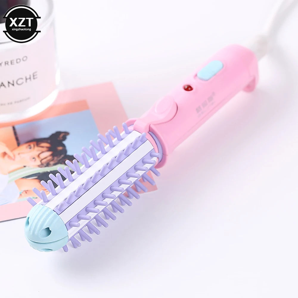 Mini Electric Curling Iron Hair Straightening Curling Iron Scald Proof Ionic Hot Comb Hair Styler Travel Hair Styling Tools