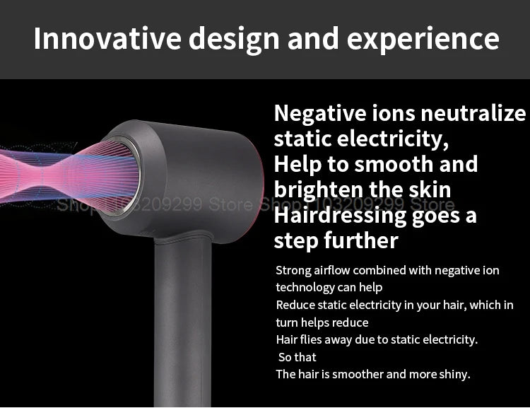 Professinal Leafless Hair Dryer Negative Lon Hair Care Quick Dry Home Powerful Hairdryer Constant 200 Million Anion Blow Dryer