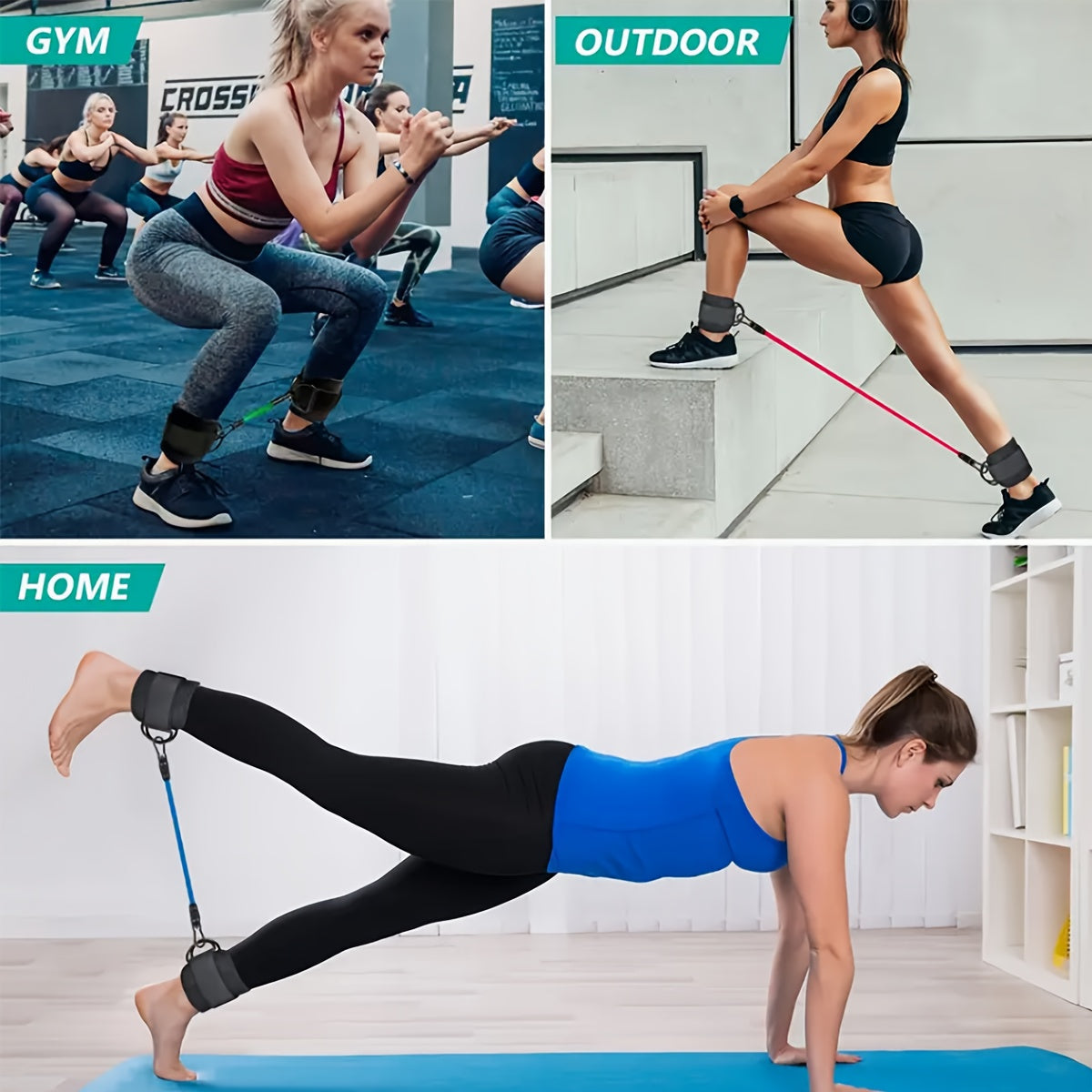 Universal Ankle Resistance Band Set with Adjustable Straps